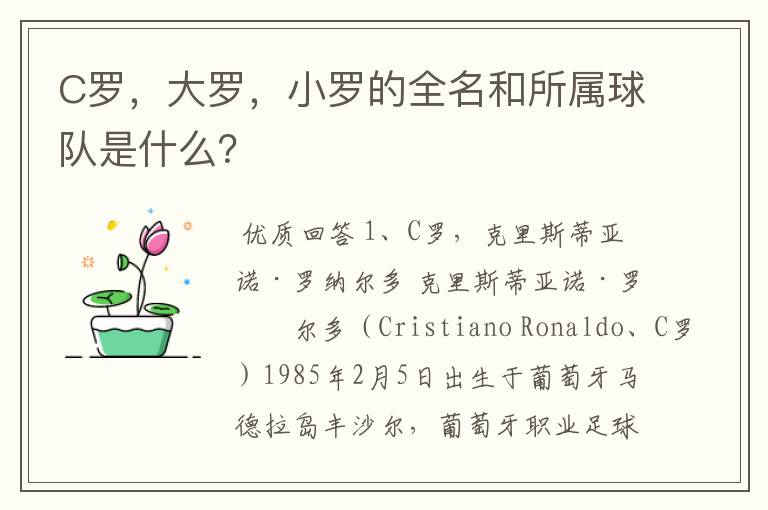 C罗,大罗,小罗的全名和所属球队是什么?