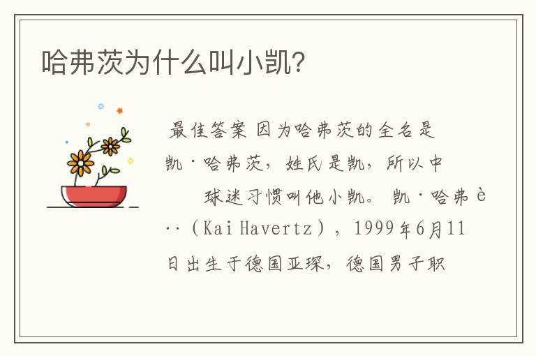 哈弗茨为什么叫小凯？