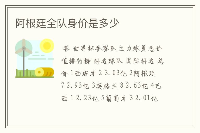 阿根廷全队身价是多少