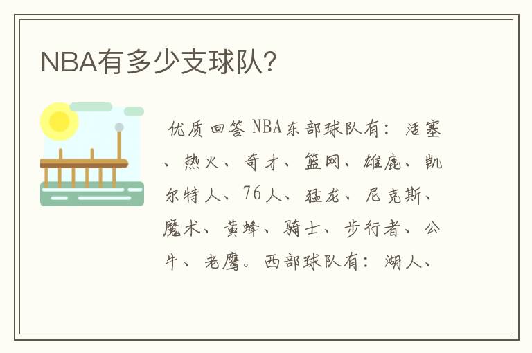 NBA有多少支球队?