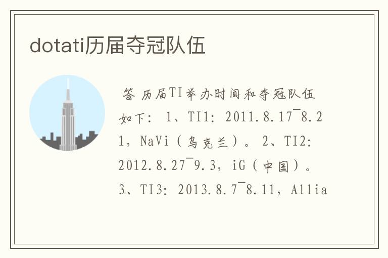 dotati历届夺冠队伍
