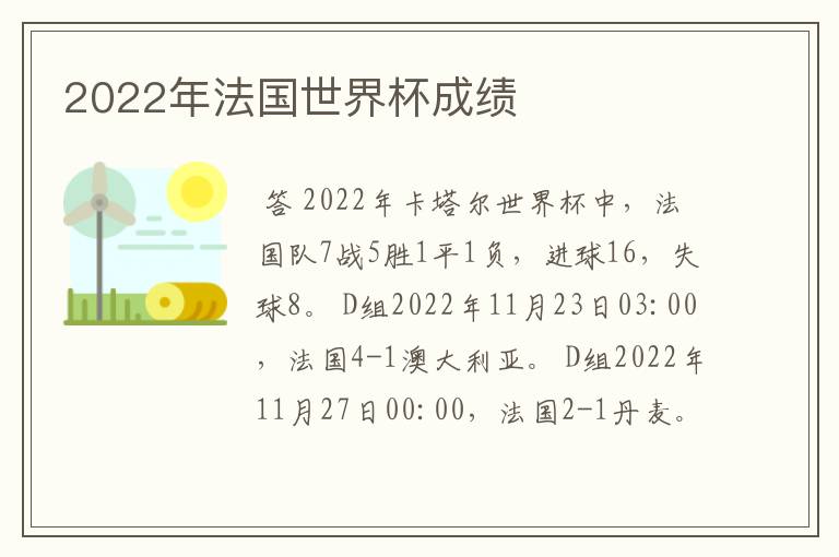 2022年法国世界杯成绩