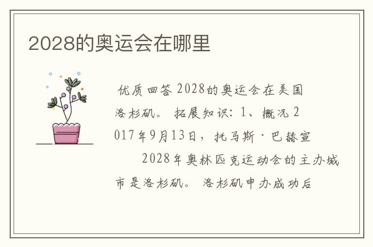 2028的奥运会在哪里