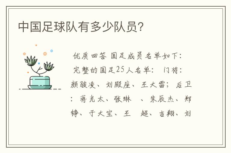 中国足球队有多少队员?