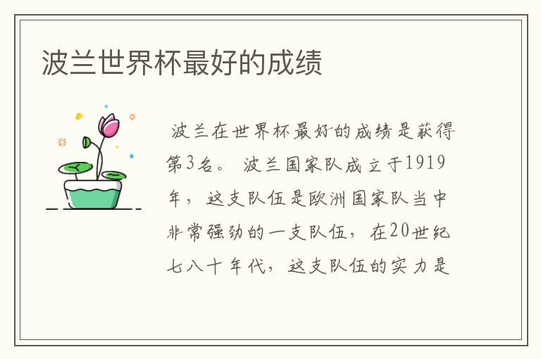 波兰世界杯最好的成绩