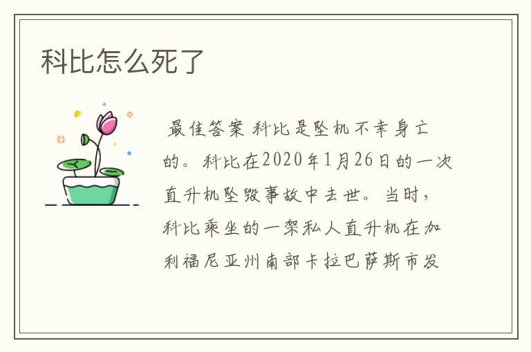科比怎么死了