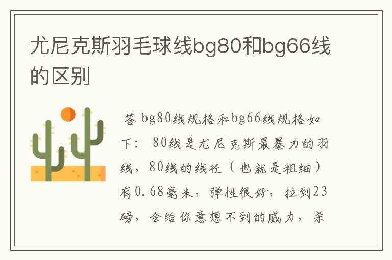 尤尼克斯羽毛球线bg80和bg66线的区别