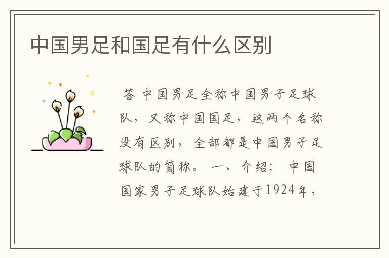 中国男足和国足有什么区别