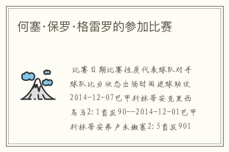 何塞·保罗·格雷罗的参加比赛
