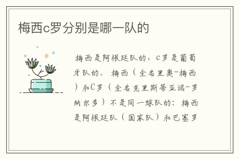 梅西c罗分别是哪一队的