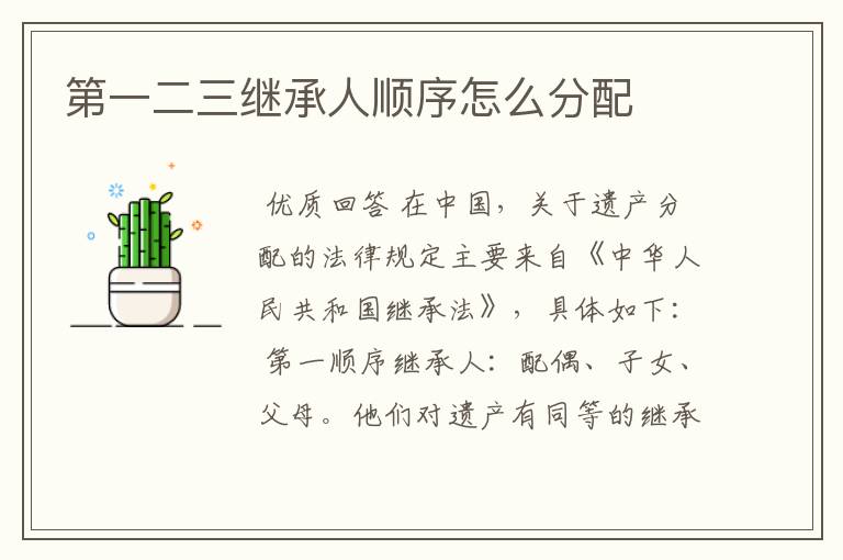 第一二三继承人顺序怎么分配