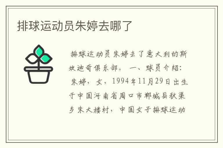 排球运动员朱婷去哪了