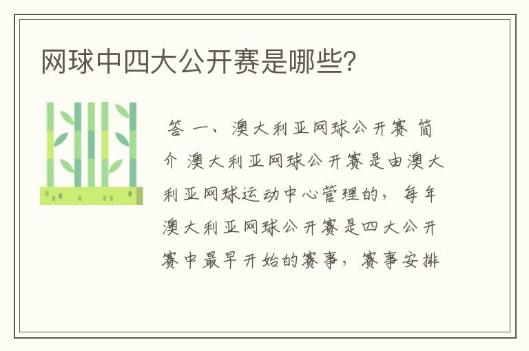 网球中四大公开赛是哪些?