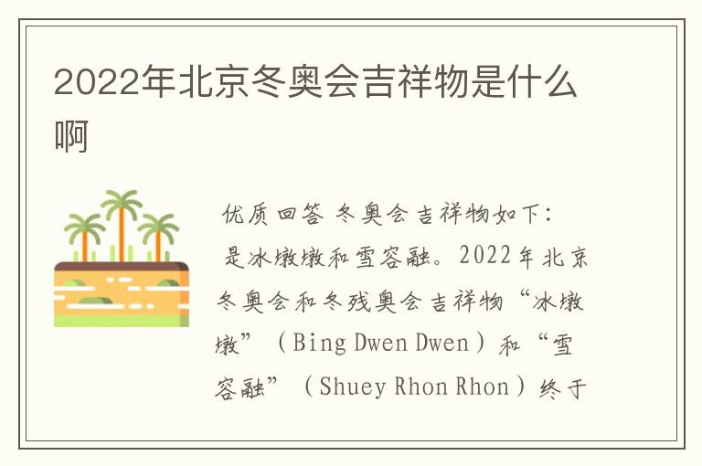 2022年北京冬奥会吉祥物是什么啊