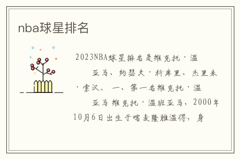 nba球星排名