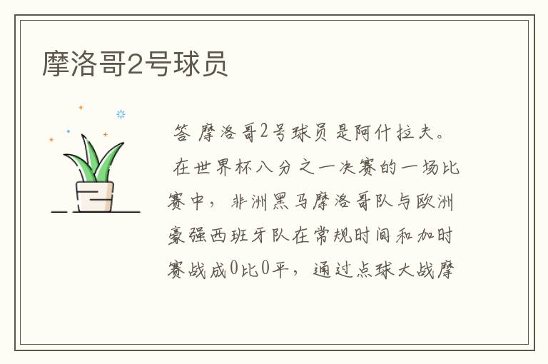 摩洛哥2号球员