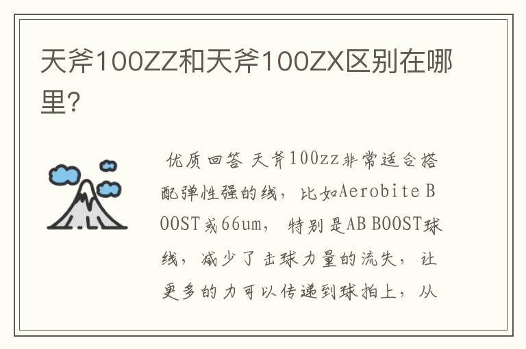天斧100ZZ和天斧100ZX区别在哪里?