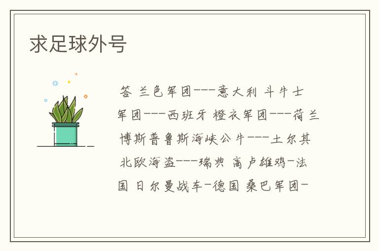求足球外号