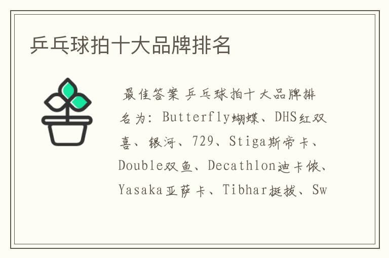乒乓球拍十大品牌排名