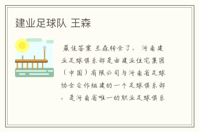 建业足球队 王森