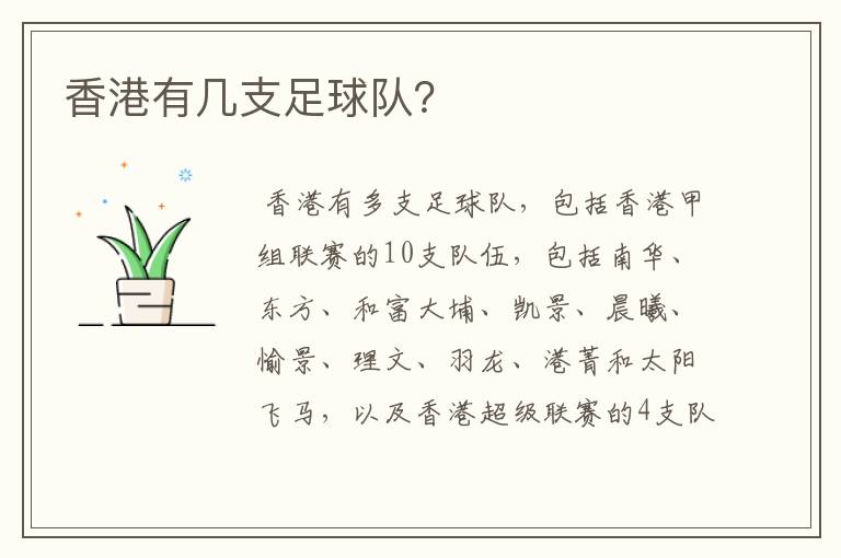 香港有几支足球队?