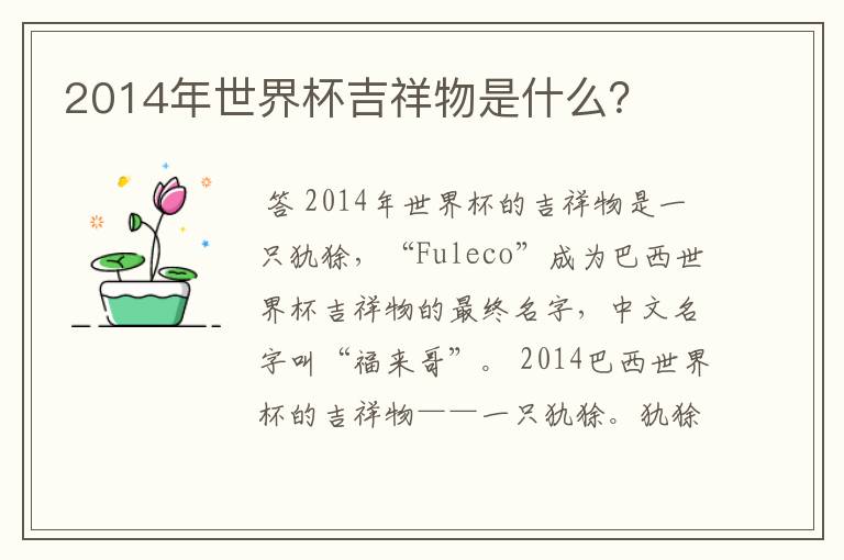 2014年世界杯吉祥物是什么?