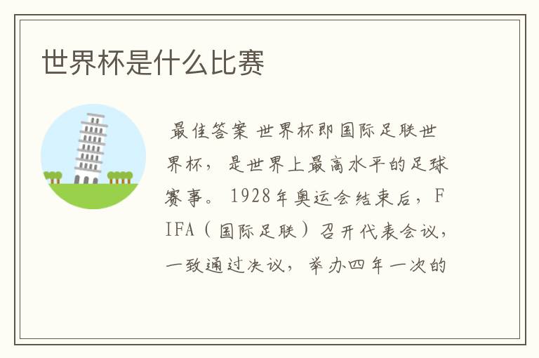 世界杯是什么比赛