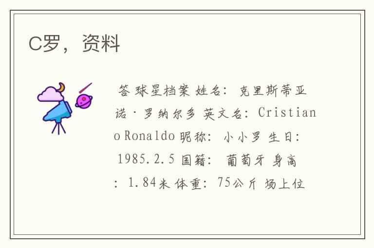 C罗,资料
