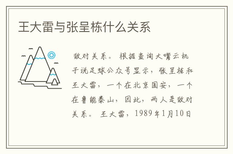 王大雷与张呈栋什么关系