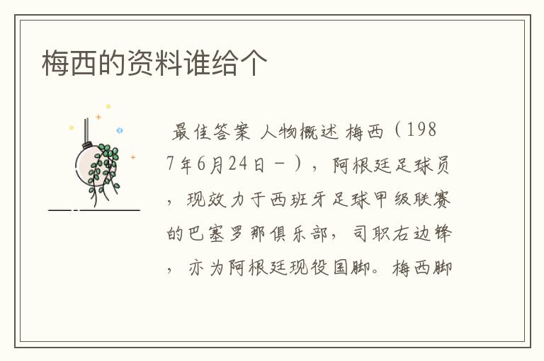 梅西的资料谁给个