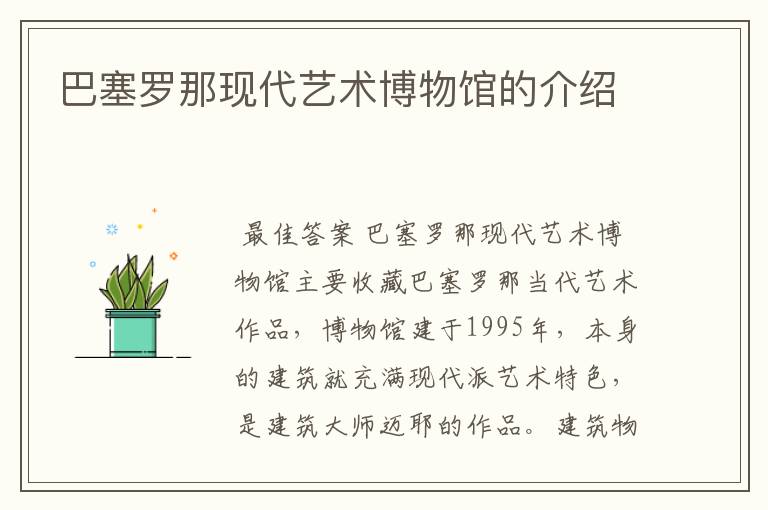 巴塞罗那现代艺术博物馆的介绍