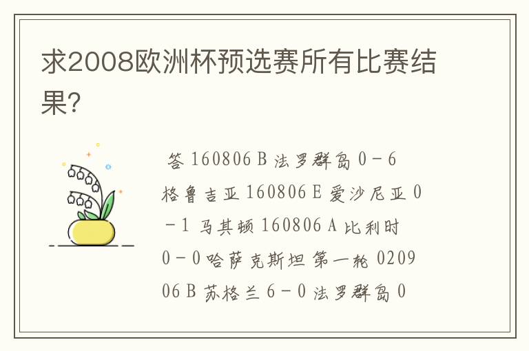 求2008欧洲杯预选赛所有比赛结果?