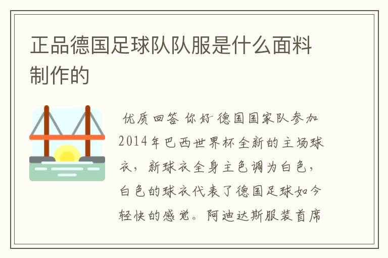 正品德国足球队队服是什么面料制作的