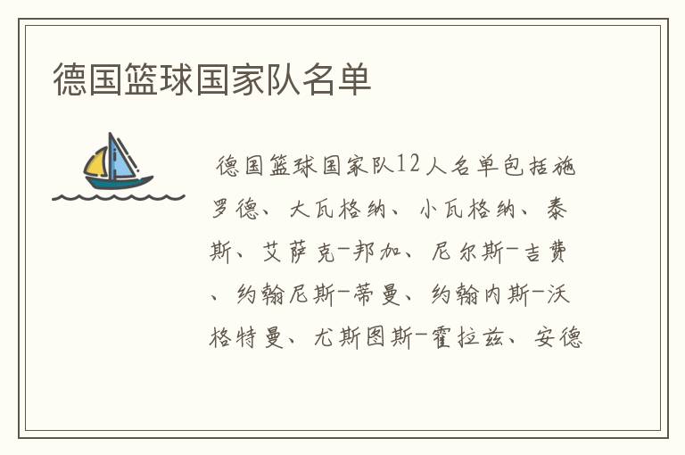 德国篮球国家队名单
