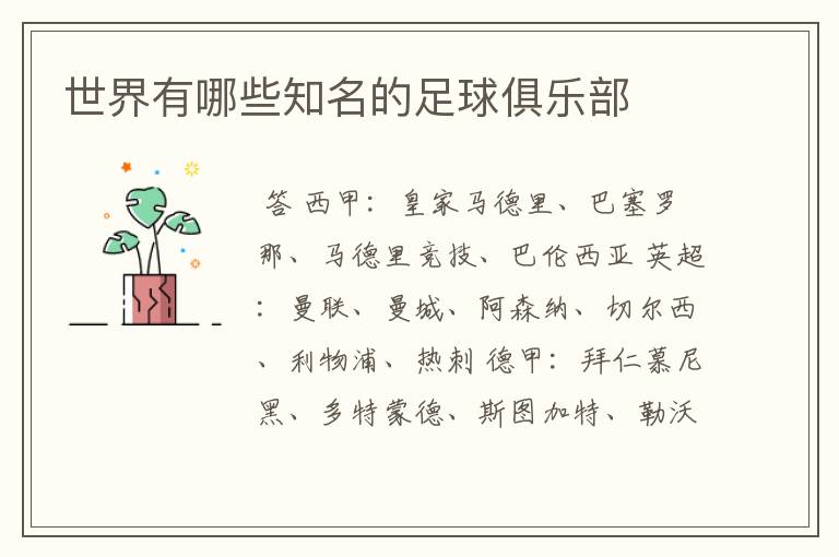世界有哪些知名的足球俱乐部