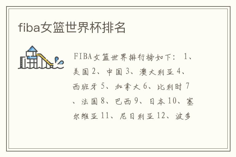 fiba女篮世界杯排名