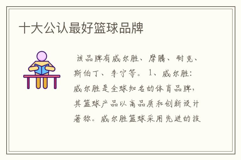 十大公认最好篮球品牌