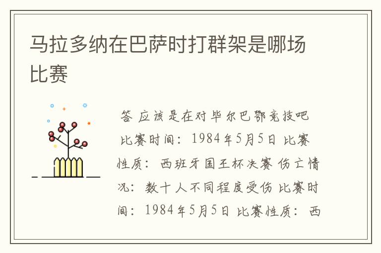 马拉多纳在巴萨时打群架是哪场比赛
