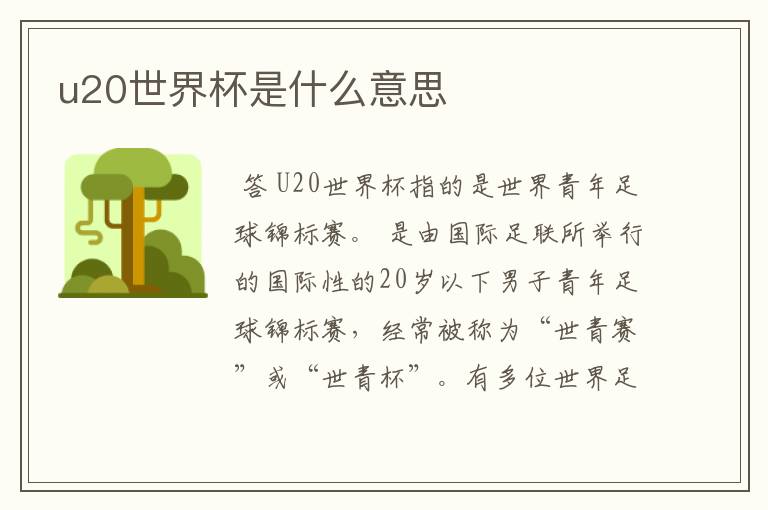u20世界杯是什么意思
