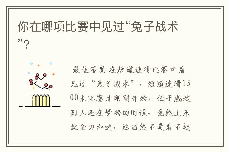 你在哪项比赛中见过“兔子战术”？