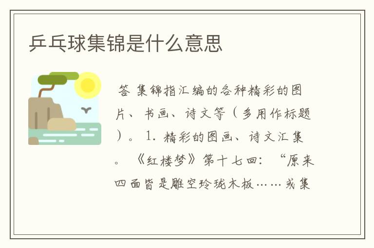 乒乓球集锦是什么意思