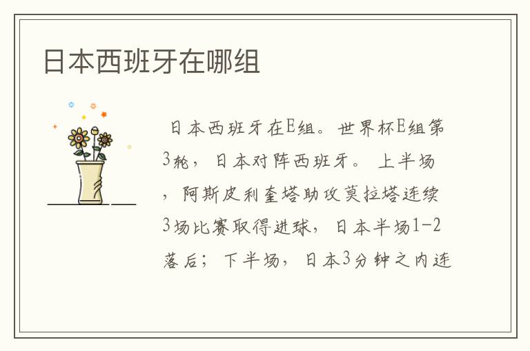 日本西班牙在哪组