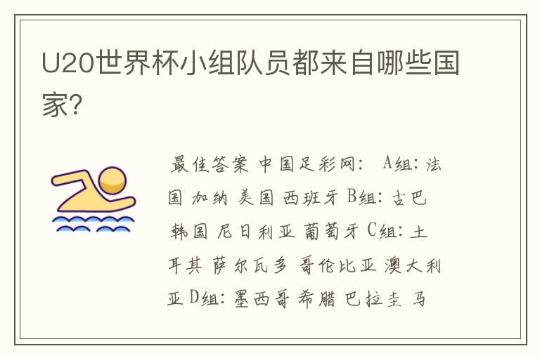 U20世界杯小组队员都来自哪些国家?