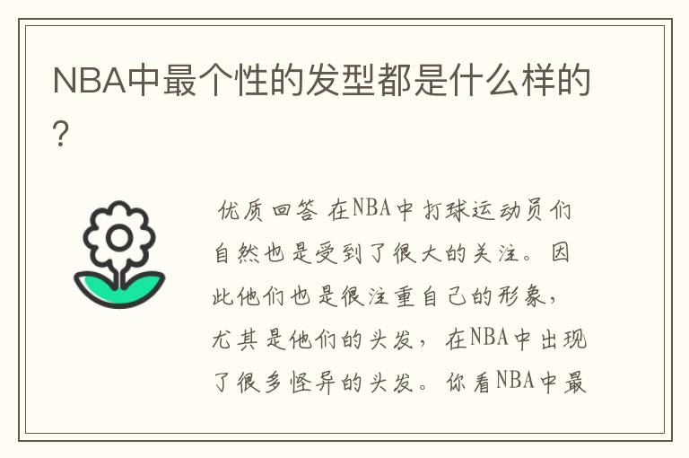NBA中最个性的发型都是什么样的?