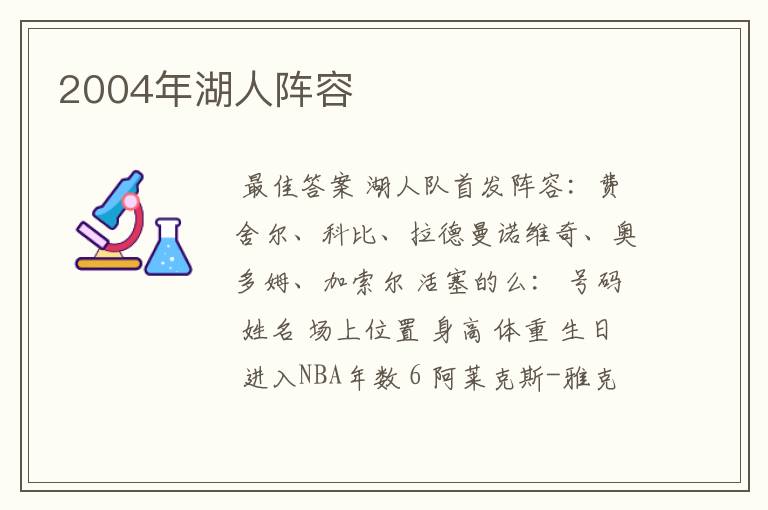2004年湖人阵容