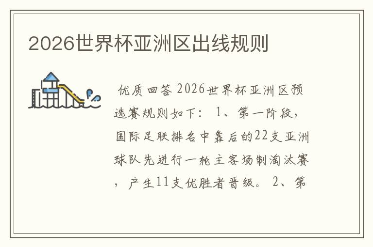 2026世界杯亚洲区出线规则