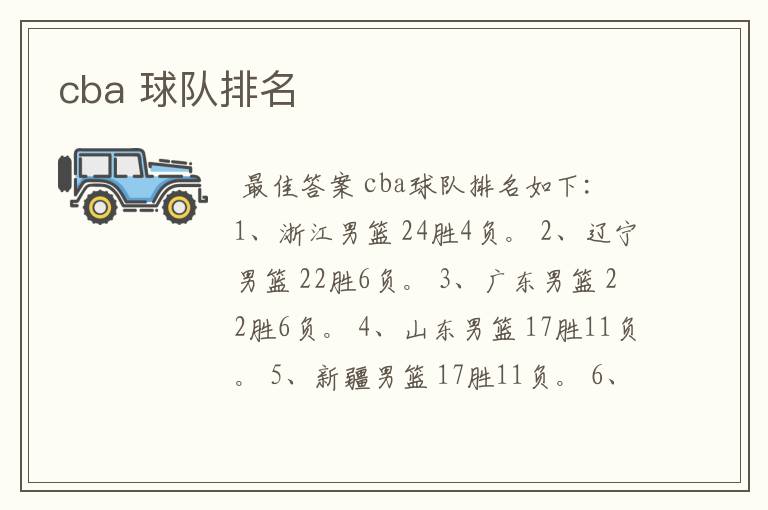 cba 球队排名