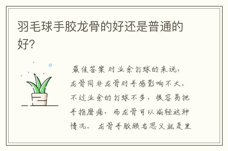 羽毛球手胶龙骨的好还是普通的好?