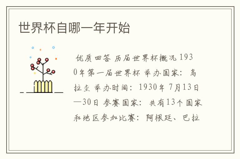 世界杯自哪一年开始