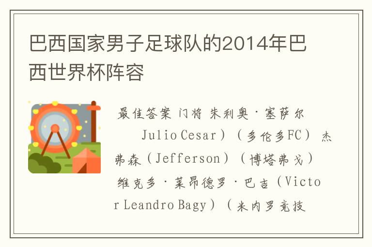 巴西国家男子足球队的2014年巴西世界杯阵容